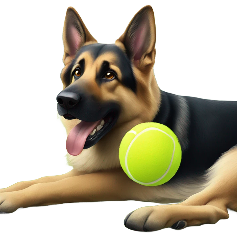 German shepherd with tennis ball emoji