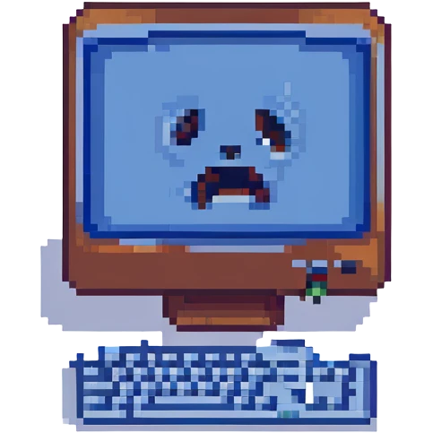 Blue screen of death with tiny ":(" face emoji