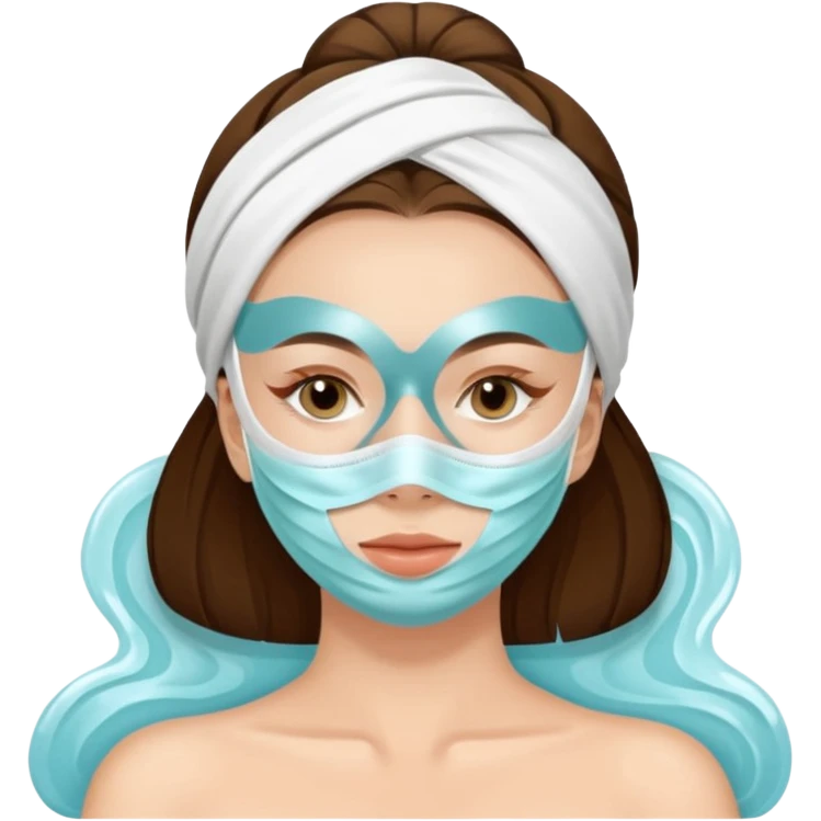 Lady with face mask spa beauty full face relaxing emoji
