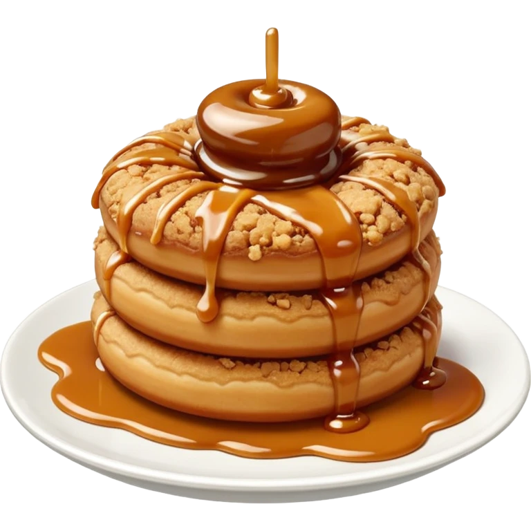 Small doughnuts with a very crumbly biscoff crumble on top and sauce drizzled only  emoji
