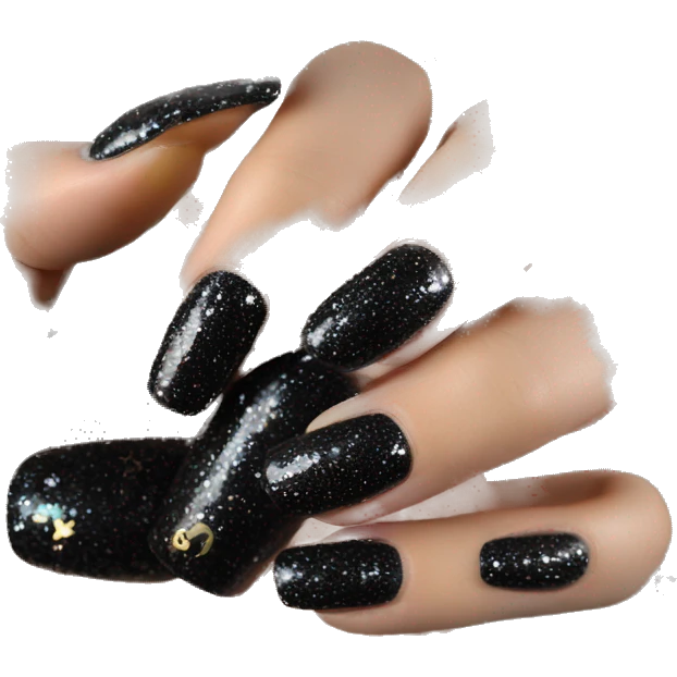 Black glitter manicure  emoji