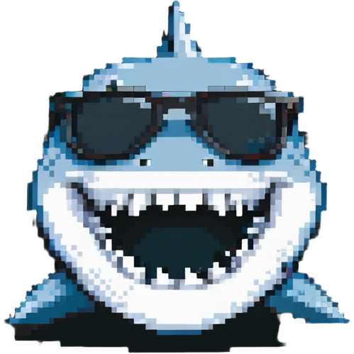 cool shark with white teeth and black sunglasses emoji
