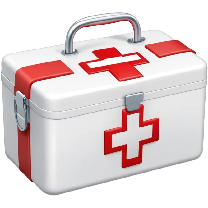 First aid medical kit box with red cross symbol emoji