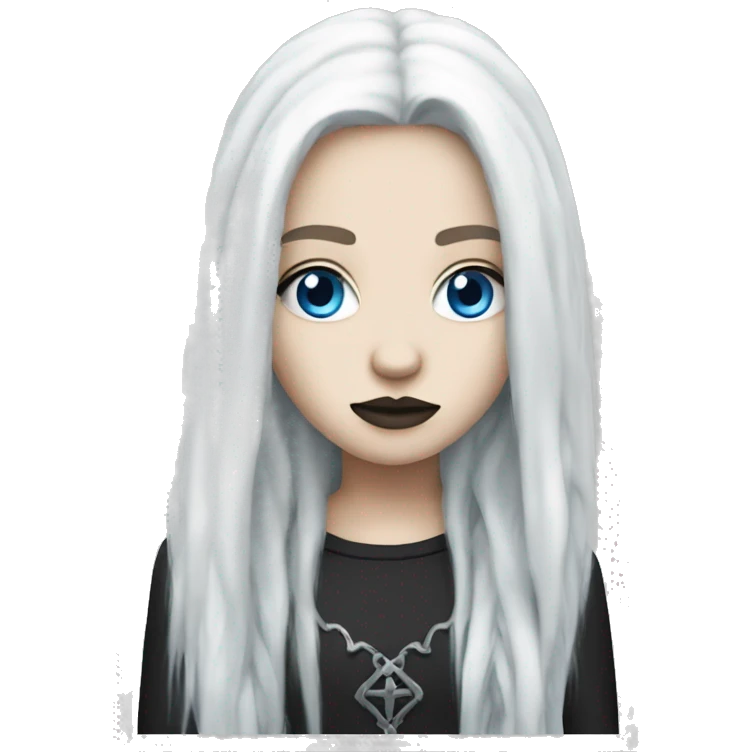 White goth girl long hair and blue eyes emoji