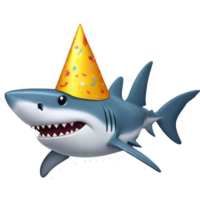 shark w birthday hat emoji