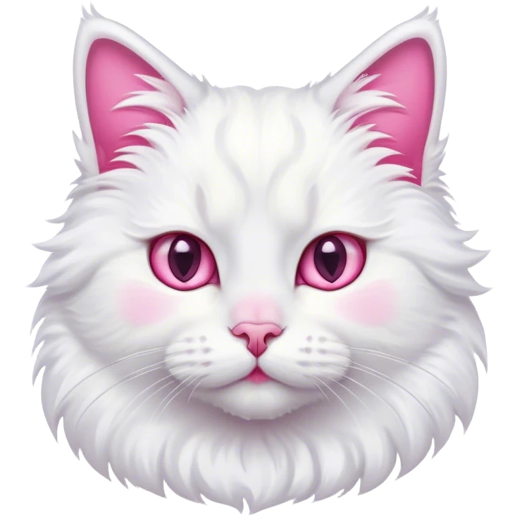 A white fluffy cute cat  emoji