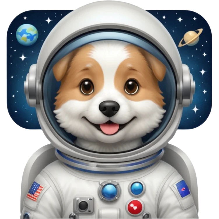 smiling dog with astronaut suit emoji