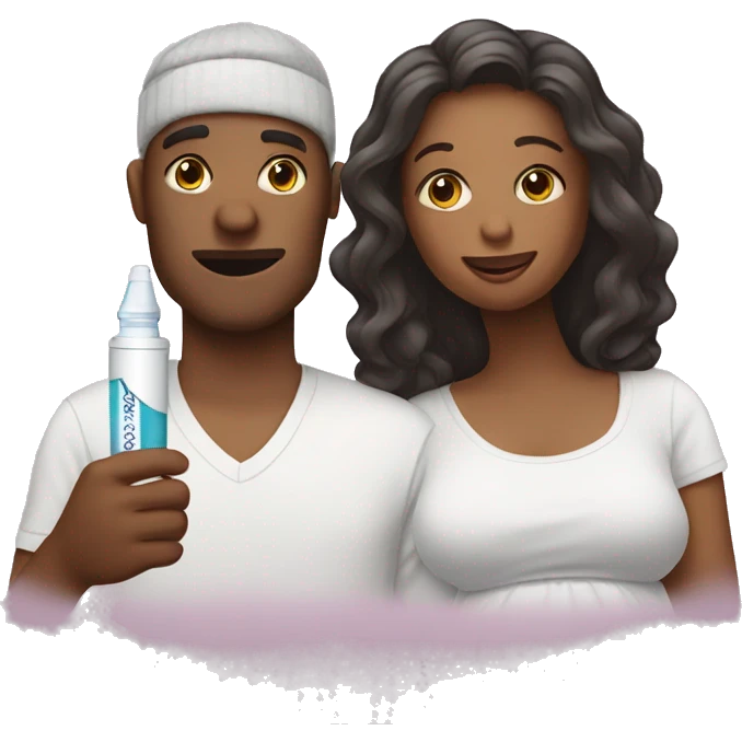 couple looking at pregnancy test emoji