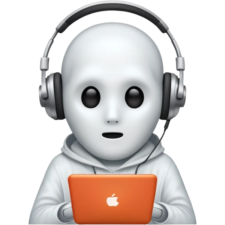 Small ghost podcaster with no face  emoji