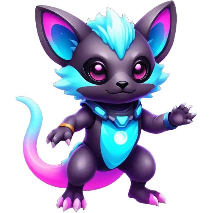 Epic Edgy Cute Colorful Nebula Modern Vernid-Protogen-creature-animal, full body emoji