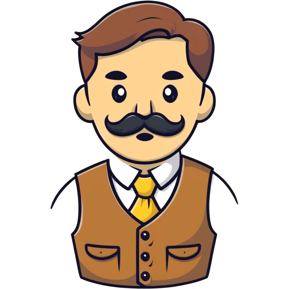The neighbor character from Hello Neighbor game with mustache and vest emoji