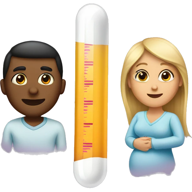 couple looking at pregnancy test emoji