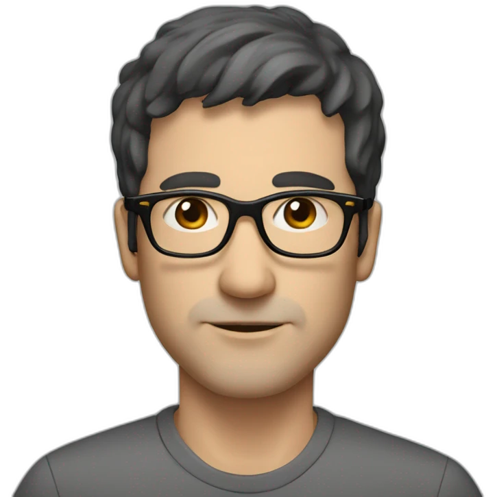 middle age lean white man, black short hair, black glasses, dark brown eyes emoji