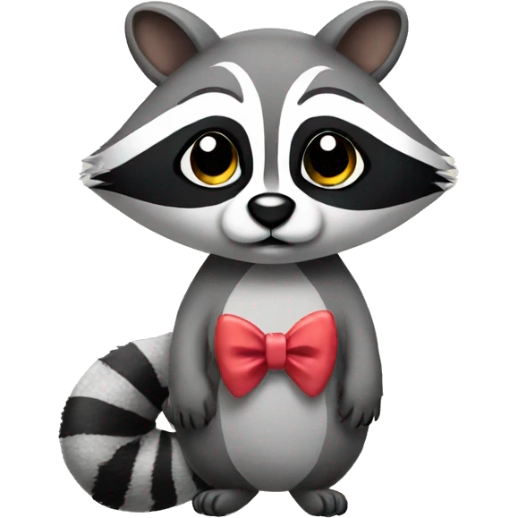 raccoon with a bow and long eyelashes emoji