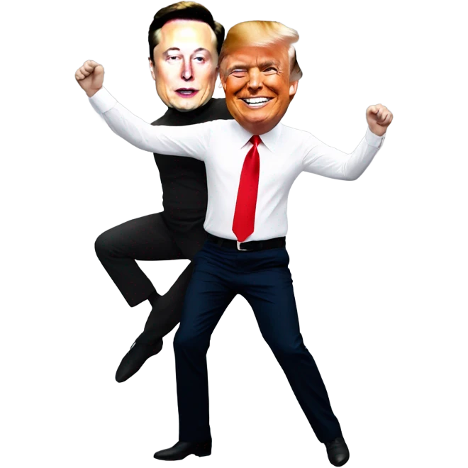elon musk dancing with trump emoji