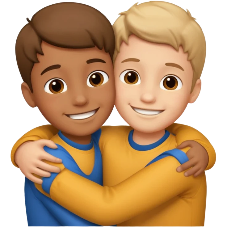 Two boy friends hug emoji