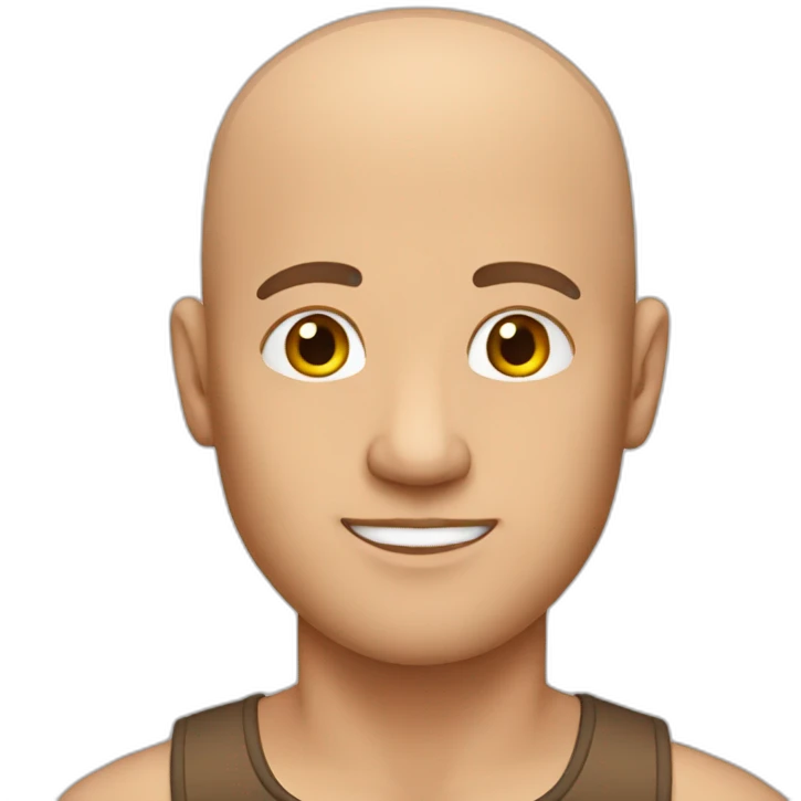 A bald man with a Brown tank top emoji