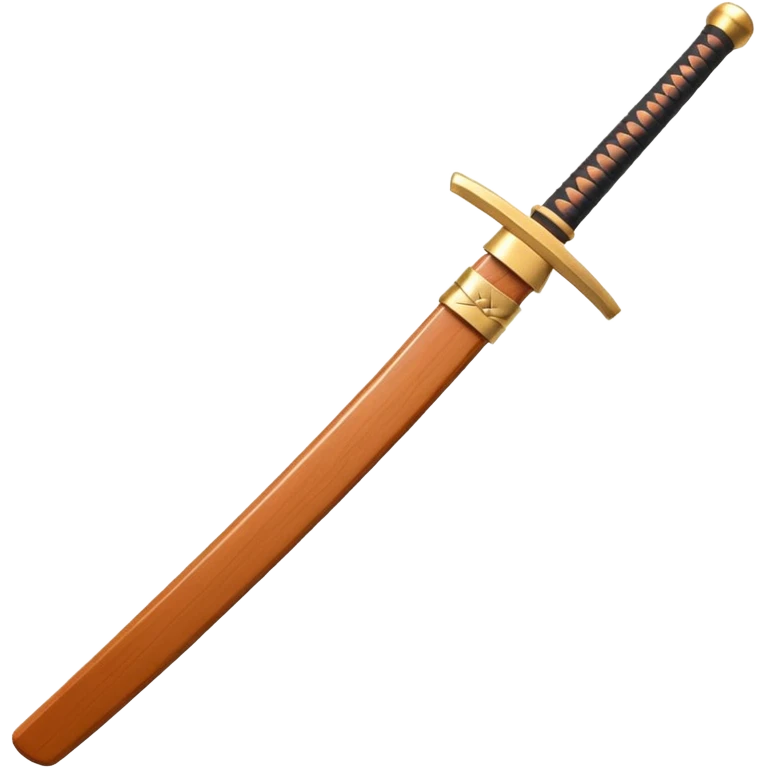 samurai training wooden sword object icon, traditional bokken, smooth polished wood, katana shape, simple guard, 3D cartoon, mobile game icon style, centered, clean background, soft shadow, no text, no watermark
 emoji