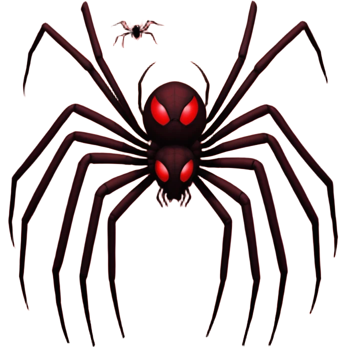 A giant shadow creature with spreading spider legs in a red stormy sky emoji