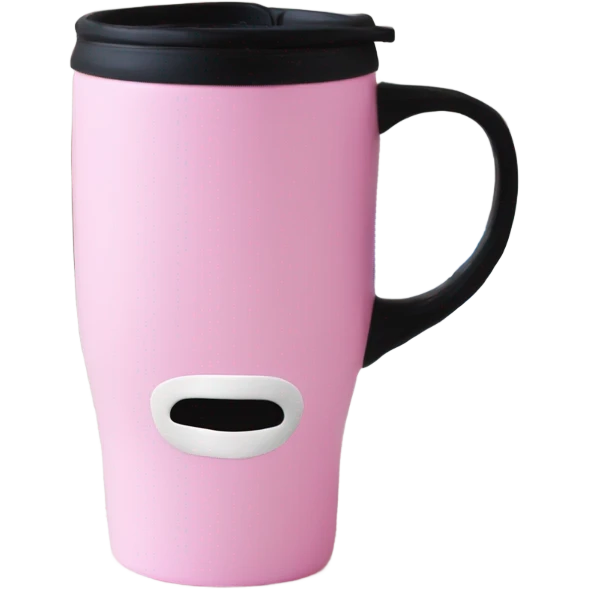 pink travel mug with a handle - no face emoji