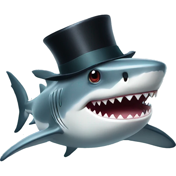 Shark with a top hat emoji
