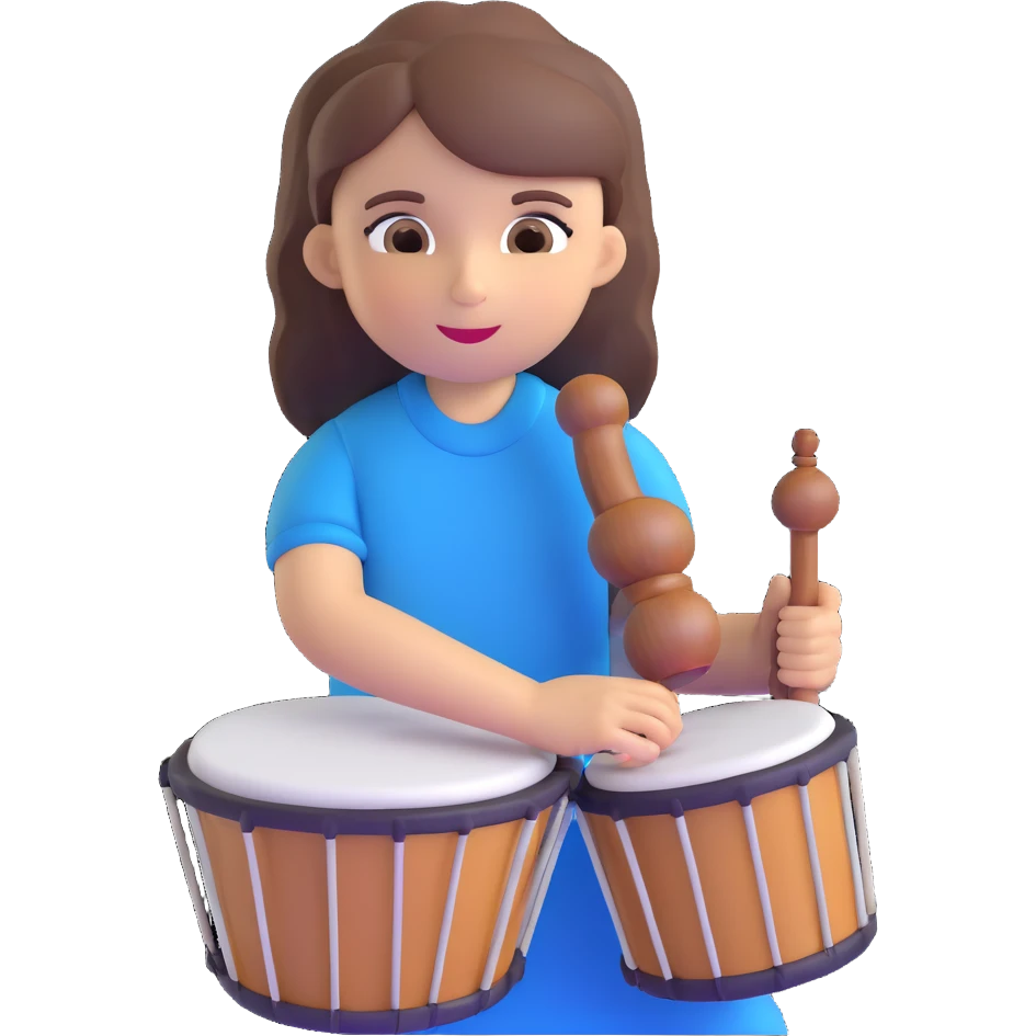 brown-haired girl playing tamburello sport emoji