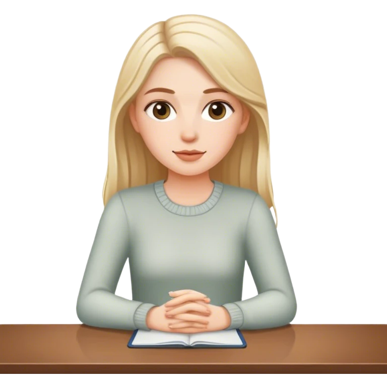 white girl sitting at table emoji