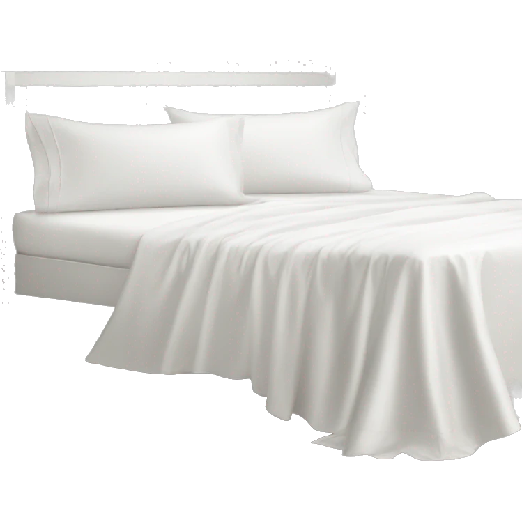 white satin bed sheets on white wooden bed emoji