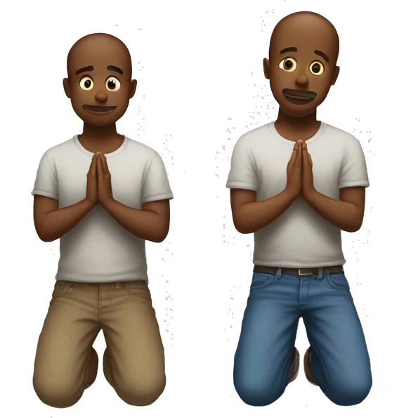 2 guys back to back praying to the lord emoji