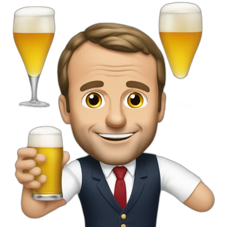 Emmanuel Macron buvant de la bière emoji