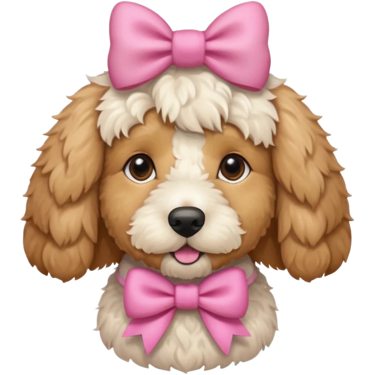 Cute Golden doodle with pink bow emoji