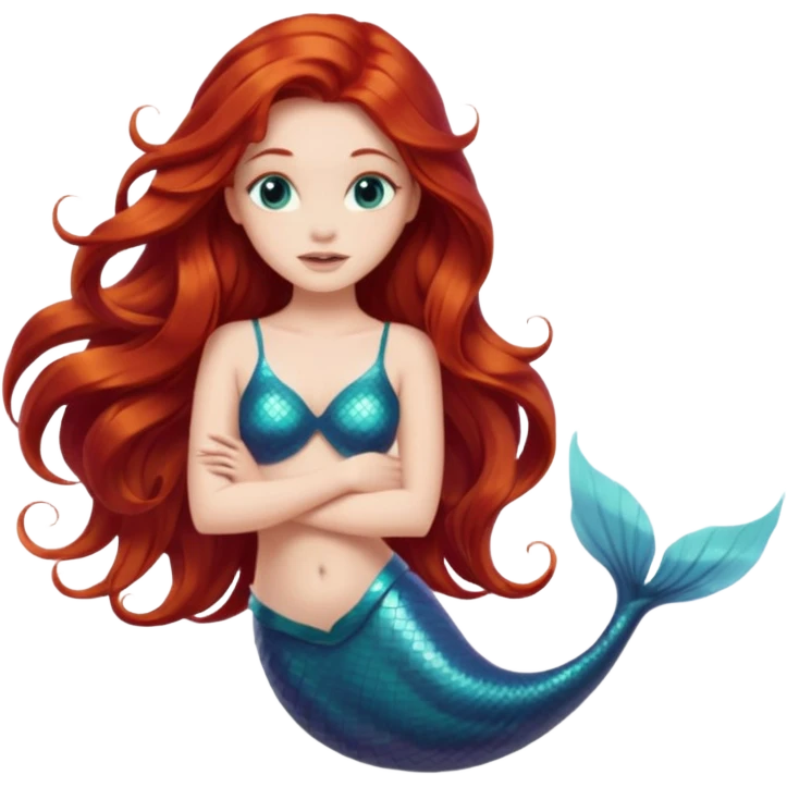 A mermaid with fair skin, teal eyes, redhead, long hair emoji