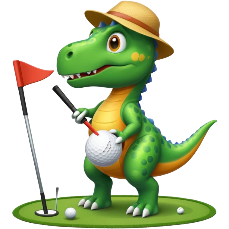 Dinosaur golfing emoji