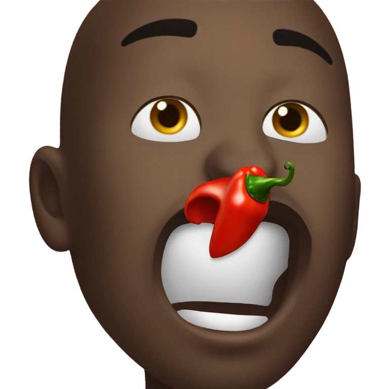 A black person chewing a red chilli pepper  emoji