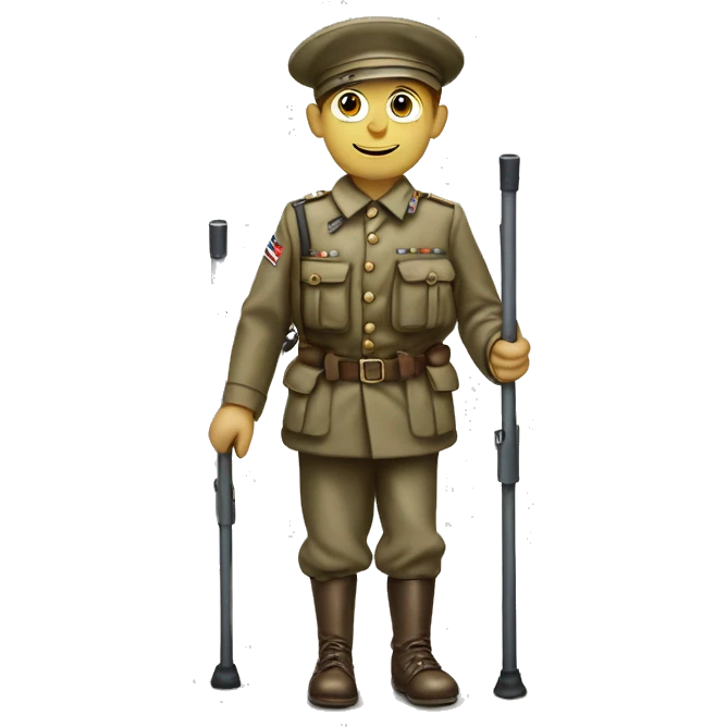 disabled ww1 soldie with amputation on crutches emoji