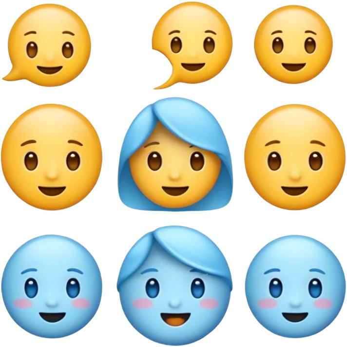 Cute emojis, light blue with white background  emoji