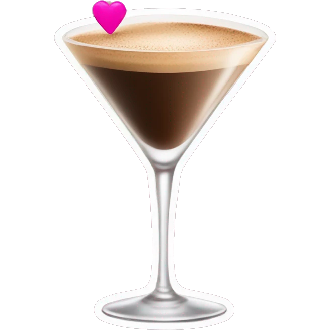 espresso martini with a pink lipstick kiss mark emoji