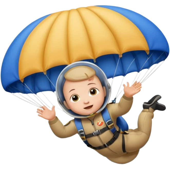 Skydiving baby with parachute and UFO emoji