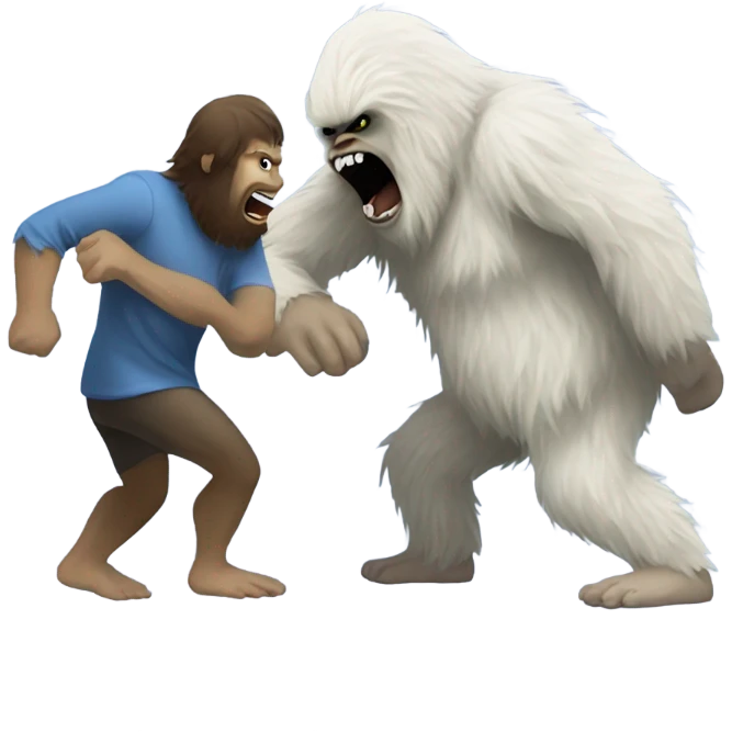 Yeti fighting a Sasquatch  emoji