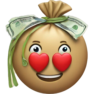 a pack of money with a rubber band with a heart emoji