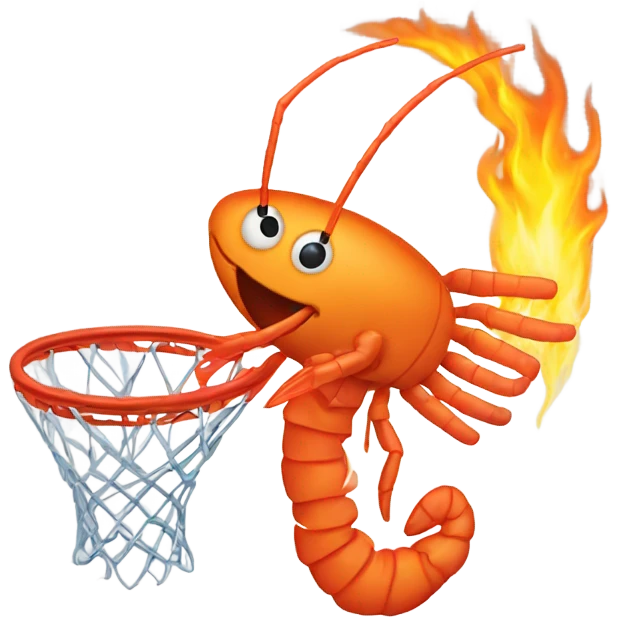 shrimp on fire playing basketball  emoji