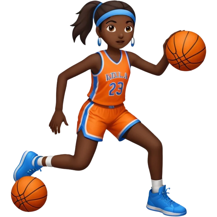 A Indian girl with a basketball for her legs emoji