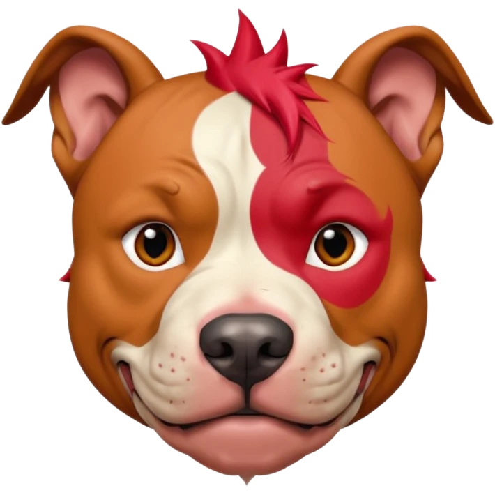 very tattoed face pitbull dog with red spiky hair emoji