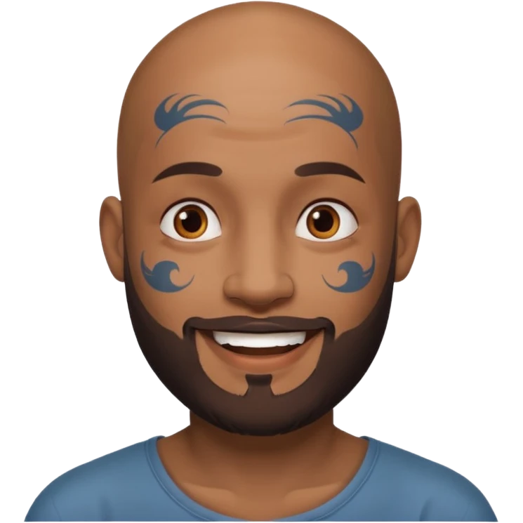 bald bearded man with face tattoo emoji