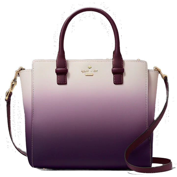 Realistic isolated dark plum to dark wine color ombre Kate Spade satchel purse.  emoji