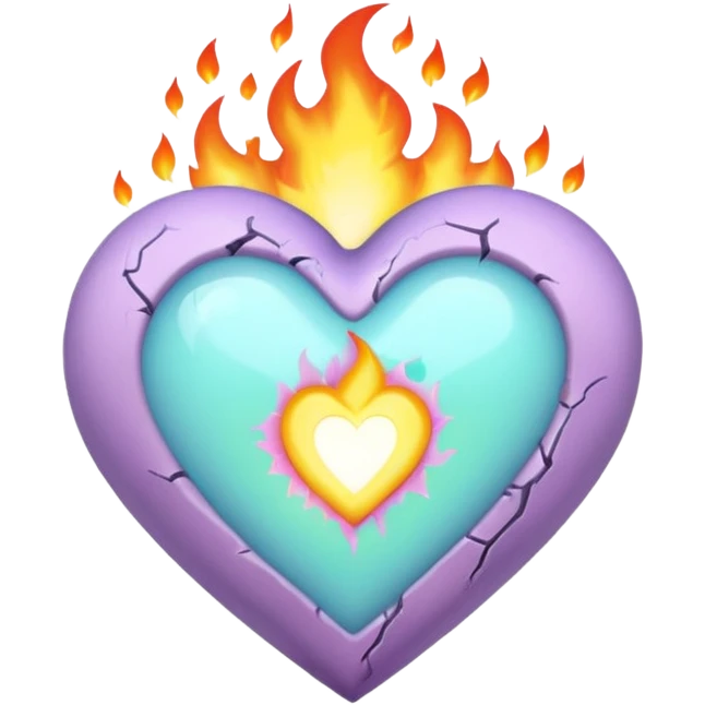 pastel goth heart with pastel flame emoji