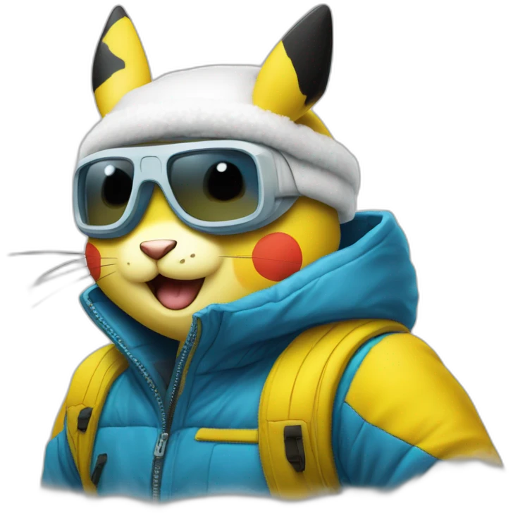Rappeur lunette de ski bob blanc pickachu emoji