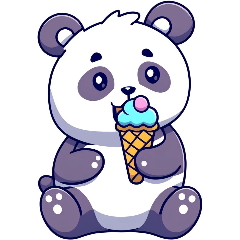 Panda eating ice cream emoji