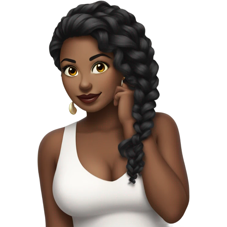 profle picture stunning curvy black woman, nice makeup black braded hair emoji