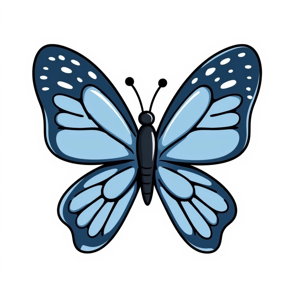 Cute blue butterfly with detailed wings and pattern emoji